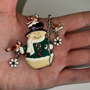 Vintage KC Snowman Brooch Pin